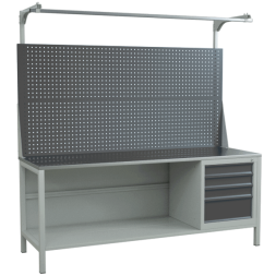 Верстак 2000 с тумбой с 4 ящиками и двойным экраном с консолями [17347]