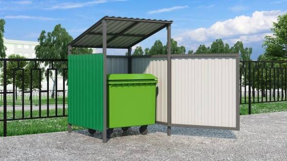 Контейнерная площадка на 1 контейнер КП1, 1500x1500x2000/2200 мм