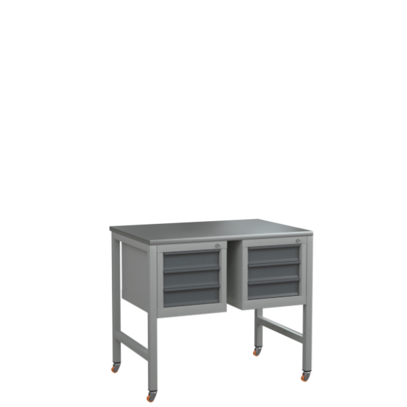 Верстак на колесах 1000 с 2 тумбами с 3 выдвижными ящиками [17150]