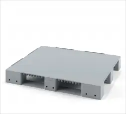 Стеллажный сплошной пластиковый поддон усиленный одной трубой на трех полозьях 1200х1000 без бортика