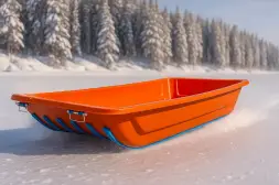 Сани волокуши  1450 оранжевые с накладками