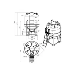 Емкость ЦКТ 5000л с патрубком 90мм белая в обрешетке с лестницей