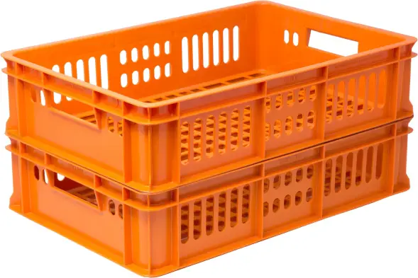 Ящик пластиковый перфорированный, 600x400x150 мм, 28 л, оранжевый [418]