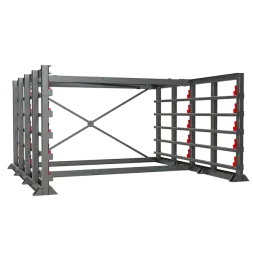 Стеллаж без ворот h-2000 для хранения листового металла с выкатными полками 1500х3000 [9958]