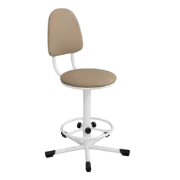 Кресло на винтовой опоре кремовое КР02 каркас белый [10658]