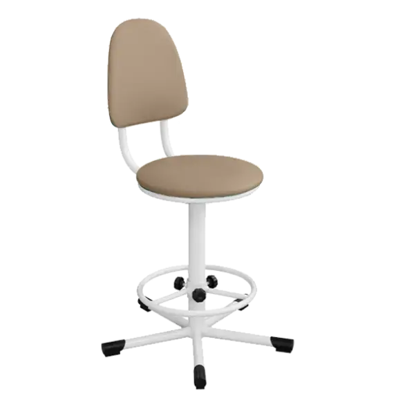 Кресло на винтовой опоре кремовое КР02 каркас белый [10658]