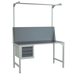 Верстак 1500 с экраном с консолями и тумбой [17260]