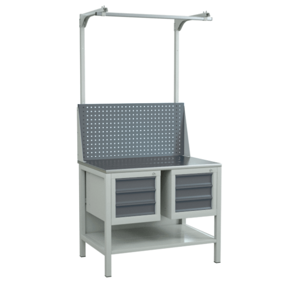 Верстак 1000 с полкой, экраном с консолями и 2 тумбами с 3 ящиками [9460]