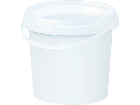 Ведро пластиковое с крышкой и пластиковой ручкой, 1 л, белый [ВП 1 бел new]