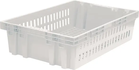 Ящик пластиковый перфорированный, 600x400x152 мм, 27 л, белый [403-2 м]