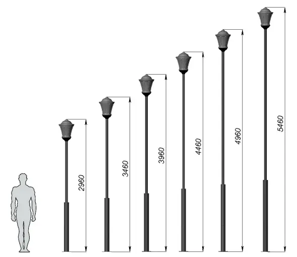 Стальной фонарный столб Монреаль 1 матовый 3,46 м