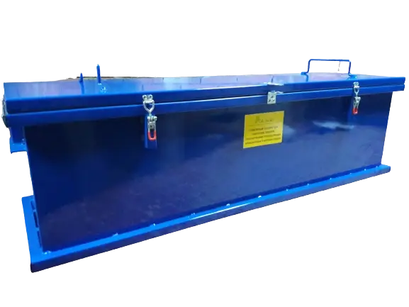 Горизонтальный герметичный специализированный контейнер для сбора, хранения, транспортировки отработанных ртутьсодержащих ламп: ЛБ 20, ЛБ 40, ДРЛ, ГСК 1550, 1550х600х400 мм (3 секции)