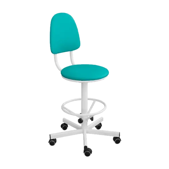 Промышленный стул зеленый КР03/К каркас белый [10771]