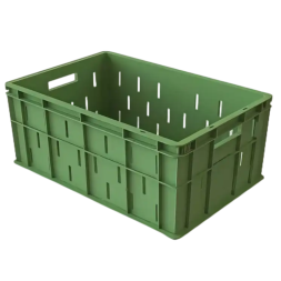 Ящик пластиковый пищевой малоперфорированный, 600х400х259 мм, зеленый [12.435е.71.PE]