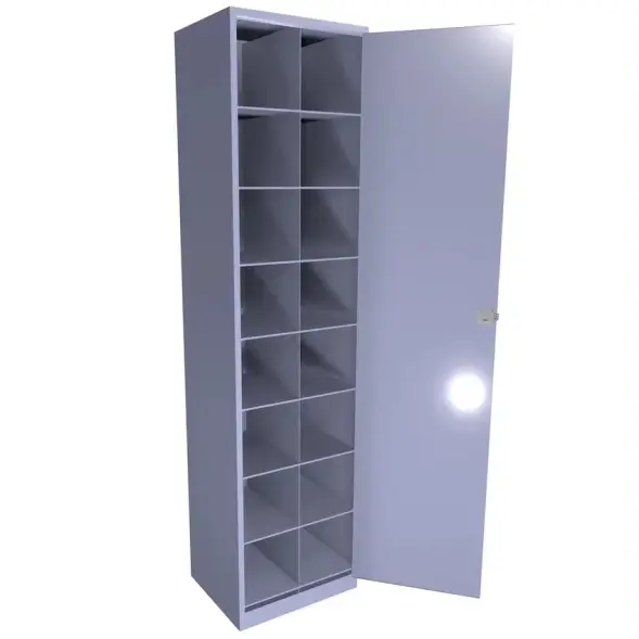 Шкаф для 16 противогазов с дверью (ХПГ-16) 1870x470x380 мм Светло-серый