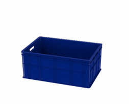 Ящик пластиковый универсальный пищевой сплошной лёгкий, 600х400х259 мм, синий [12.435FL.40.PE.R]