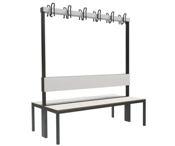 Скамейка с вешалкой для раздевалок «Фортран» двухсторонняя 1,5 м