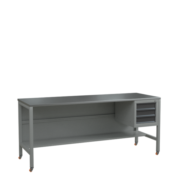 Верстак 2000 с колесами, полкой и подвесной тумбой с 3 выдвижными ящиками [17076]