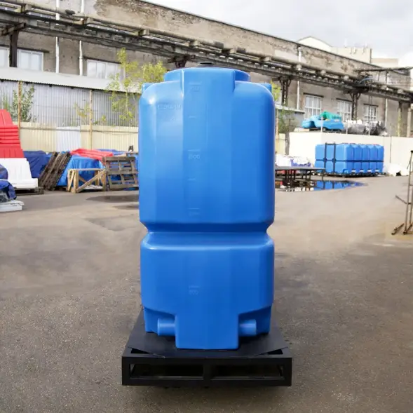 Емкость ST 2000л с патрубками 100мм под плотность до 1.2 г/см3 с откидной крышкой синяя в обрешетке