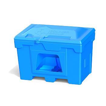 Ящик для соли, реагентов 500 литров с дозатором, синий