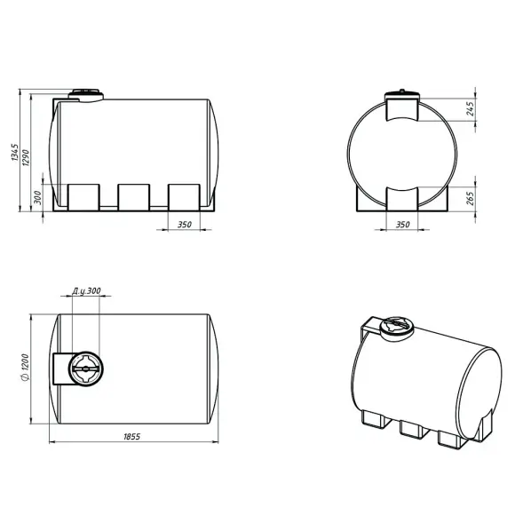 Емкость для хранения жидких минеральных удобрений (КАС, ЖКУ и др) 2000 ЭВГ красный