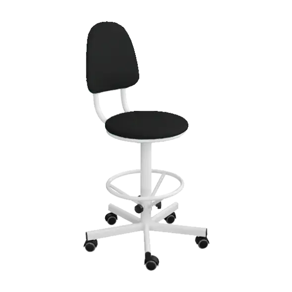 Промышленный стул черный КР03/К каркас белый [10782]