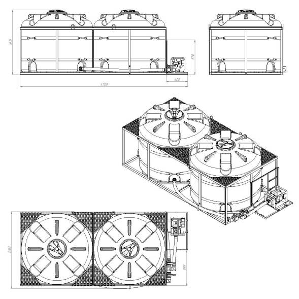 Комплект слива торцевой для мотопомпы G3 на две емкости TR
