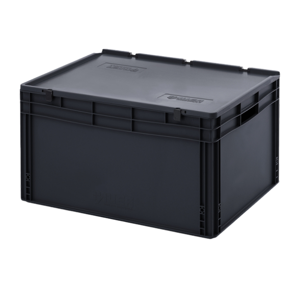 Евроконтейнер ESD с крышкой на шарнире 435x600x800 [9688]