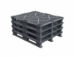 Паллет (поддон) пластиковый перфорированный на 3-х полозьях, 1200х1000x150 мм, серый [02.112.91.С71]