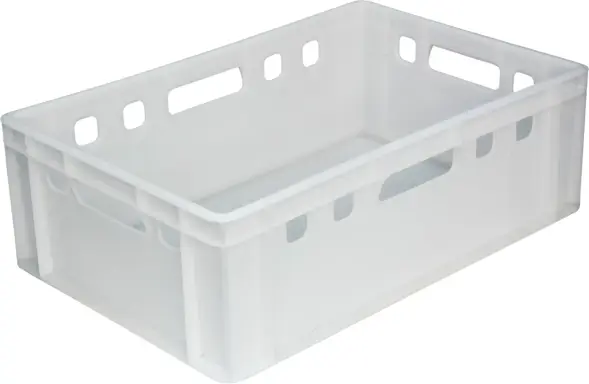 Ящик пластиковый сплошной с гладким дном Е2 (евроформат), 600x400x200 мм, 40 л, белый [207 м гд]