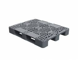 Паллет (поддон) пластиковый перфорированный на 3-х полозьях, 1200х1000x150 мм, серый [02.103.91.C3]