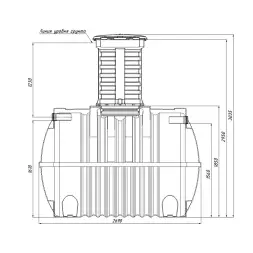 Емкость подземная Rostok G 5600 с горловиной 1000 мм с входом 110