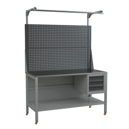 Верстак 1500 с двойным экраном, полкой, подвесной тумбой и поворотными колёсами [16993]