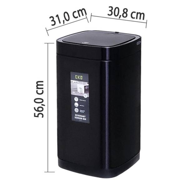Мусорное ведро сенсорное EKO, 30 литров, ЧЁРНЫЙ (Перезаряжаемое)